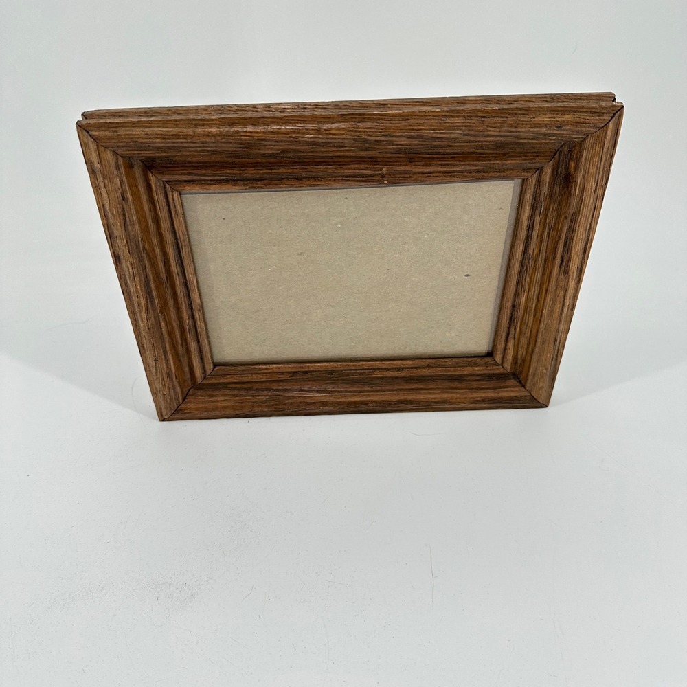 Vintage Solid Wood 4x6 Picture Frame Dark Oak Finish Beveled Edge Glass Front